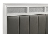 Barzini Panel Bed & Bedroom Sets - Glam White with Metallic Channel Tufting & Crystal Hardware