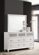 Barzini Panel Bed & Bedroom Sets - Glam White with Metallic Channel Tufting & Crystal Hardware - lifestyle