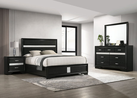 Miranda Upholstered Panel Bed & Bedroom Sets - 4pcs- Full Bed + Dresser + Mirror + Nightstand