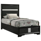 Miranda Upholstered Panel Bed & Bedroom Sets - Glam Black with Glitter Stripe Headboard, Twin to California King – view 17