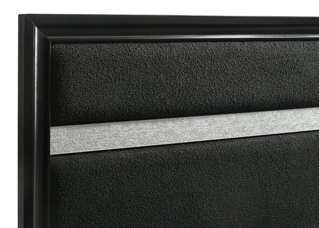 Miranda Upholstered Panel Bed & Bedroom Sets - Glam Black with Glitter Stripe Headboard, Twin to California King – view 19