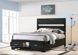 Miranda Storage Panel Bed & Bedroom Sets - Glam Black with Crystal Pulls & Glitter Accents, Twin to California King - lifestyle