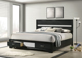 Miranda Storage Panel Bed & Bedroom Sets - Glam Black with Crystal Pulls & Glitter Accents, Twin to California King - lifestyle