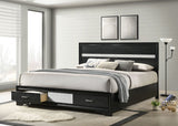Miranda Storage Panel Bed & Bedroom Sets - Glam Black with Crystal Pulls & Glitter Accents, Twin to California King - lifestyle