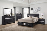 Miranda Storage Panel Bed & Bedroom Sets - 4pcs- Queen Bed + Dresser + Mirror + Nightstand