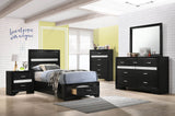Miranda Storage Panel Bed & Bedroom Sets - 5pcs- Twin Bed + Dresser + Mirror + Nightstand + Chest