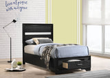Miranda Storage Panel Bed & Bedroom Sets - Glam Black with Crystal Pulls & Glitter Accents, Twin to California King – view 1