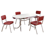 Retro 60" Oval Dining Table & 5-Piece Sets - 1950s Diner Style in White & Chrome with Black or Red Chairs – view 19