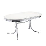 Retro 60" Oval Dining Table & 5-Piece Sets - 1950s Diner Style in White & Chrome with Black or Red Chairs – view 20