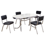 Retro 60" Oval Dining Table & 5-Piece Sets - 1950s Diner Style in White & Chrome with Black or Red Chairs – view 10