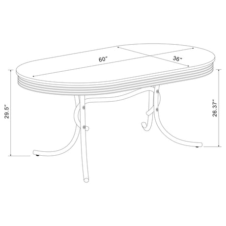 Retro 60" Oval Dining Table & 5-Piece Sets - 1950s Diner Style in White & Chrome with Black or Red Chairs – view 7