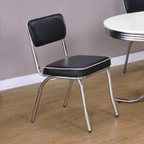 Retro Diner-Style Dining Side Chairs, Set of 2 - Black Leatherette on Chrome Frame – view 1