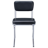 Retro Diner-Style Dining Side Chairs, Set of 2 - Black Leatherette on Chrome Frame – view 4