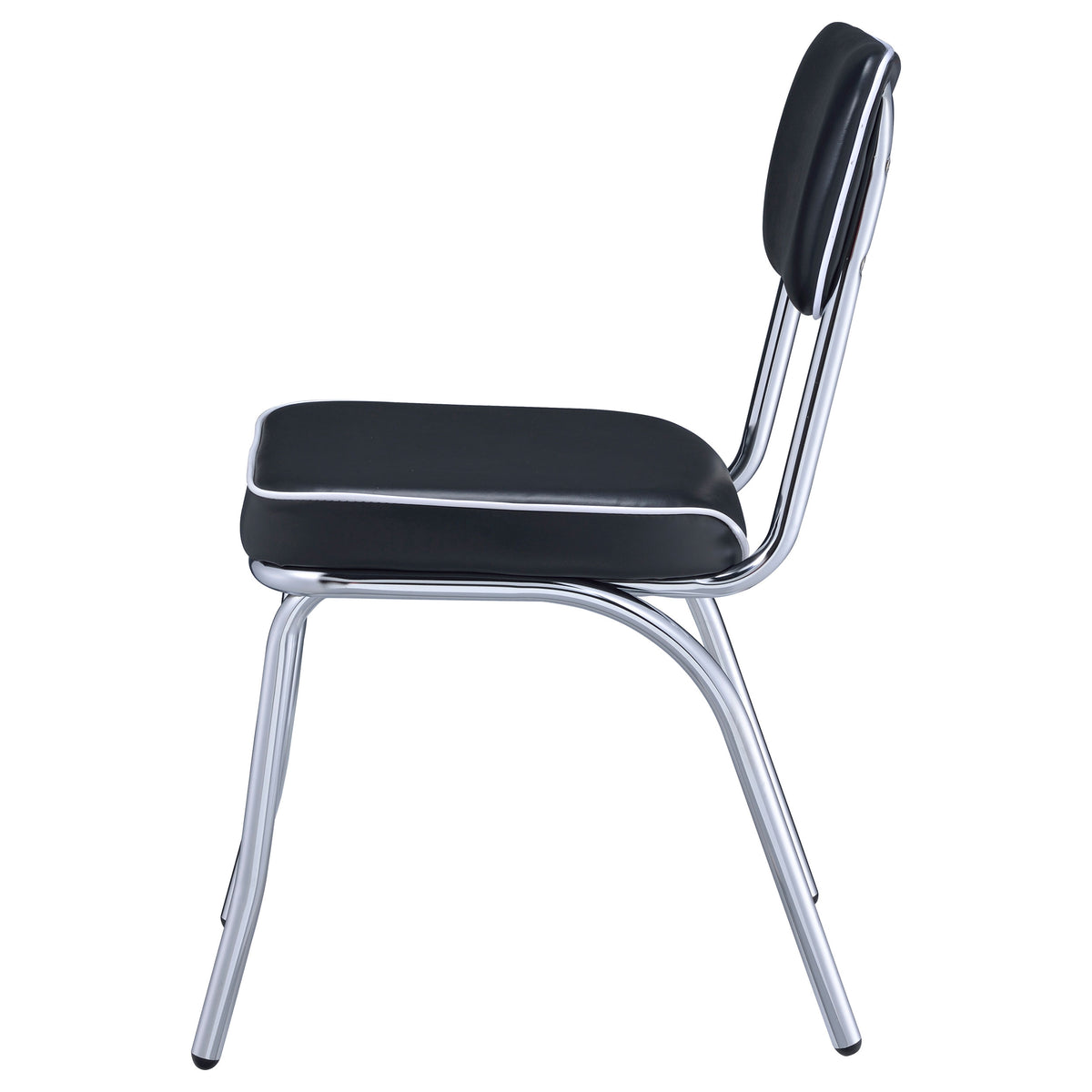 Retro Diner-Style Dining Side Chairs, Set of 2 - Black Leatherette on Chrome Frame – view 6