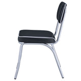 Retro Diner-Style Dining Side Chairs, Set of 2 - Black Leatherette on Chrome Frame – view 6