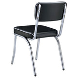 Retro Diner-Style Dining Side Chairs, Set of 2 - Black Leatherette on Chrome Frame – view 7