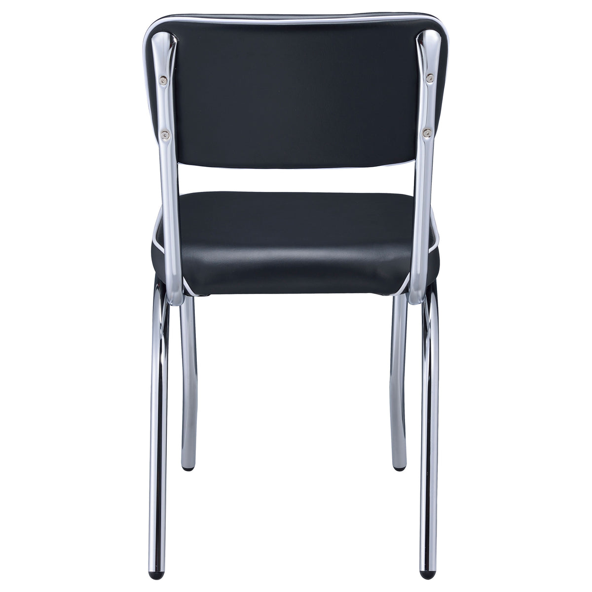Retro Diner-Style Dining Side Chairs, Set of 2 - Black Leatherette on Chrome Frame – view 8