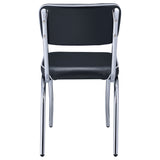 Retro Diner-Style Dining Side Chairs, Set of 2 - Black Leatherette on Chrome Frame – view 8