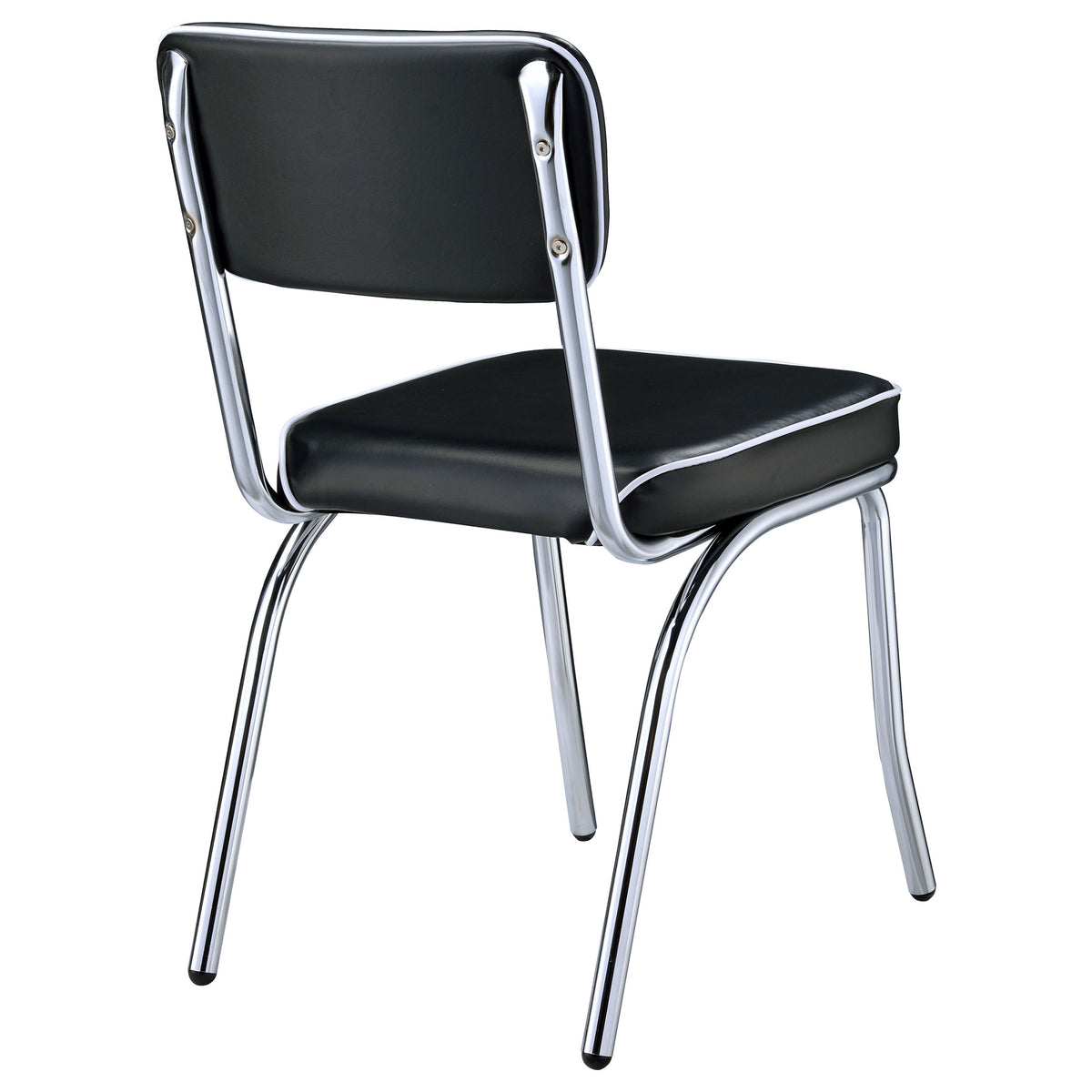Retro Diner-Style Dining Side Chairs, Set of 2 - Black Leatherette on Chrome Frame – view 9