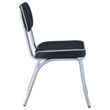 Retro Diner-Style Dining Side Chairs, Set of 2 - Black Leatherette on Chrome Frame – view 10