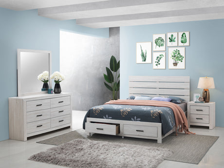Brantford Panel or Storage Bed & Bedroom Sets - 4pcs- Eastern King Storage Bed + Nightstand + Dresser + Mirror