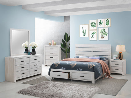 Brantford Panel or Storage Bed & Bedroom Sets - 5pcs- Queen Storage Bed + Nightstand + Dresser + Mirror + Chest