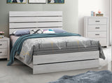 Brantford Panel or Storage Bed & Bedroom Sets - Slatted Headboard in Coastal White with Dark Bronze Pulls – view 1