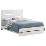 Brantford Panel or Storage Bed & Bedroom Sets - Slatted Headboard in Coastal White with Dark Bronze Pulls