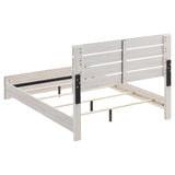 Brantford Panel or Storage Bed & Bedroom Sets - Slatted Headboard in Coastal White with Dark Bronze Pulls