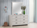 Brantford Panel or Storage Bed & Bedroom Sets - Slatted Headboard in Coastal White with Dark Bronze Pulls - lifestyle