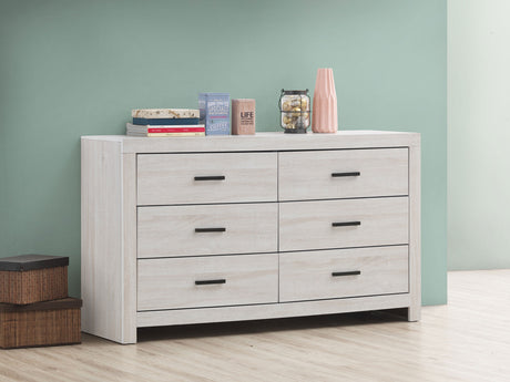 Brantford Panel or Storage Bed & Bedroom Sets - Slatted Headboard in Coastal White with Dark Bronze Pulls - lifestyle