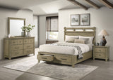 Hazlewood Storage or Panel Bed & Bedroom Sets - Eastern King - 4pcs- Storage Bed + Nightstand + Dresser + Mirror
