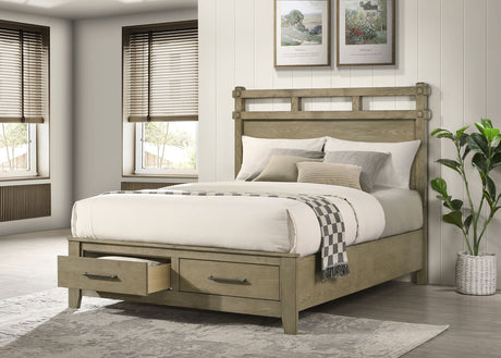 Hazlewood Storage or Panel Bed & Bedroom Sets - Open-Slat Headboard in Vineyard Oak, Queen or Eastern King – view 1