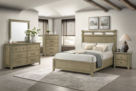 Hazlewood Storage or Panel Bed & Bedroom Sets - Eastern King - 5pcs- Panel Bed + Nightstand + Dresser + Mirror + Chest