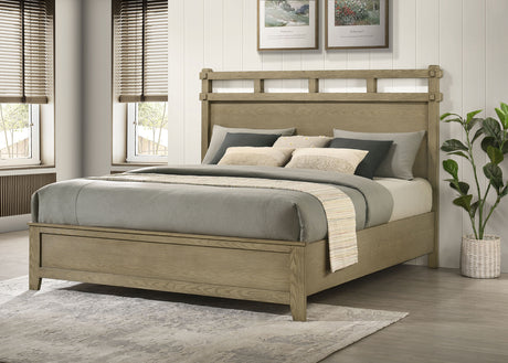 Hazlewood Storage or Panel Bed & Bedroom Sets - Open-Slat Headboard in Vineyard Oak, Queen or Eastern King - lifestyle