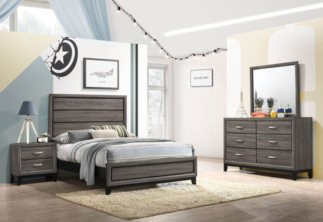Watson Panel Bed & Bedroom Sets - 4pcs- Full Bed + Nightstand + Dresser + Mirror