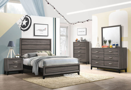 Watson Panel Bed & Bedroom Sets - 5pcs- Full Bed + Nightstand + Dresser + Mirror + Chest