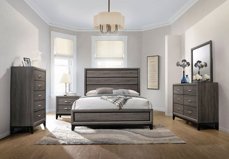 Watson Panel Bed & Bedroom Sets - 5pcs- California King Bed + Nightstand + Dresser + Mirror + Chest