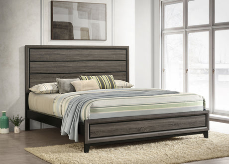Watson Panel Bed & Bedroom Sets - Groove-Detailed Grey Oak with Nickel Hardware, Twin to California King - lifestyle