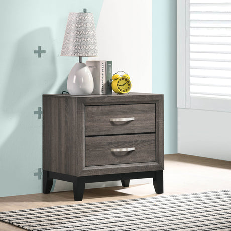 Watson Panel Bed & Bedroom Sets - Groove-Detailed Grey Oak with Nickel Hardware, Twin to California King - lifestyle