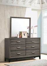 Watson Panel Bed & Bedroom Sets - Groove-Detailed Grey Oak with Nickel Hardware, Twin to California King - lifestyle