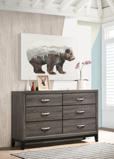 Watson Panel Bed & Bedroom Sets - Groove-Detailed Grey Oak with Nickel Hardware, Twin to California King - lifestyle