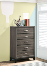 Watson Panel Bed & Bedroom Sets - Groove-Detailed Grey Oak with Nickel Hardware, Twin to California King - lifestyle