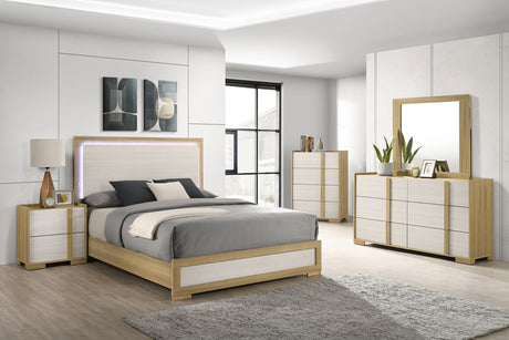 Hyland LED Panel Bed & Bedroom Sets - 5pcs- Queen Bed + Nightstand + Dresser + Mirror + Chest