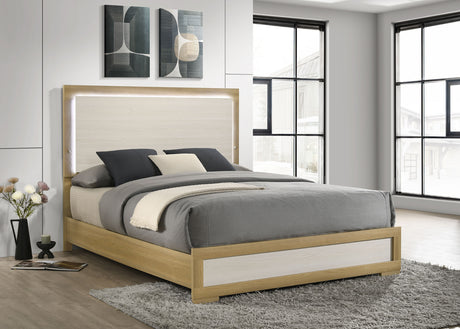 Hyland LED Panel Bed & Bedroom Sets - Natural & White Two-Tone, Queen & Eastern King – view 1
