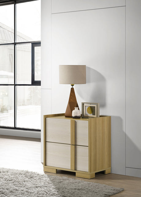 Hyland LED Panel Bed & Bedroom Sets - Natural & White Two-Tone, Queen & Eastern King - lifestyle