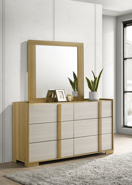 Hyland LED Panel Bed & Bedroom Sets - Natural & White Two-Tone, Queen & Eastern King - lifestyle