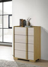 Hyland LED Panel Bed & Bedroom Sets - Natural & White Two-Tone, Queen & Eastern King - lifestyle