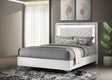 Cassia LED Panel Bed & Bedroom Collection - Chevron-Tufted Headboard, White High Gloss with Chrome – view 1