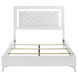 Cassia LED Panel Bed & Bedroom Collection - Chevron-Tufted Headboard, White High Gloss with Chrome – view 13